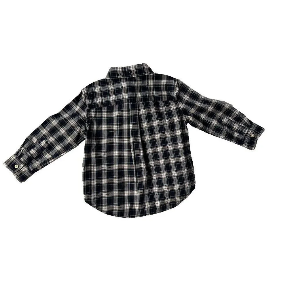 Ralph Lauren Long Sleeve Button Down blue/white Plaid Shirt Size 24 months Baby